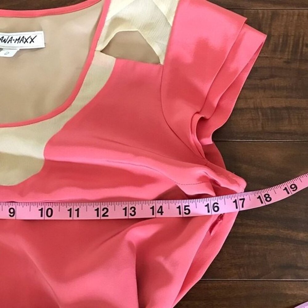 Dana Maxx Women's 100% Silk Pink Tie-Belt Mini Dress Cutouts Barbie Core‎ Size 2 - Picture 11 of 12